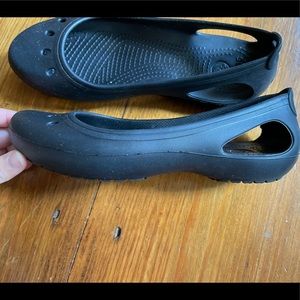 Crocs Womens Ballet Flat Black Mary Jane Slingback Strap Slip On Shoes Size W 8